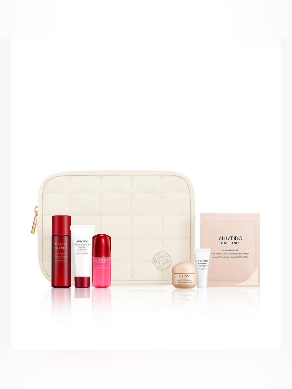 Shiseido Women's Skincare Set with Pouch and Red Accents